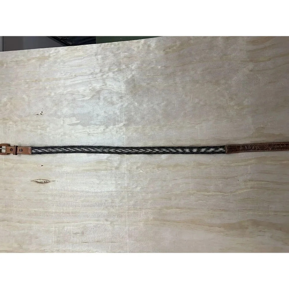 Braided Horse Hair Belt With Engraving‎ On Leather 34 Acorns Vintage Browns main image 7